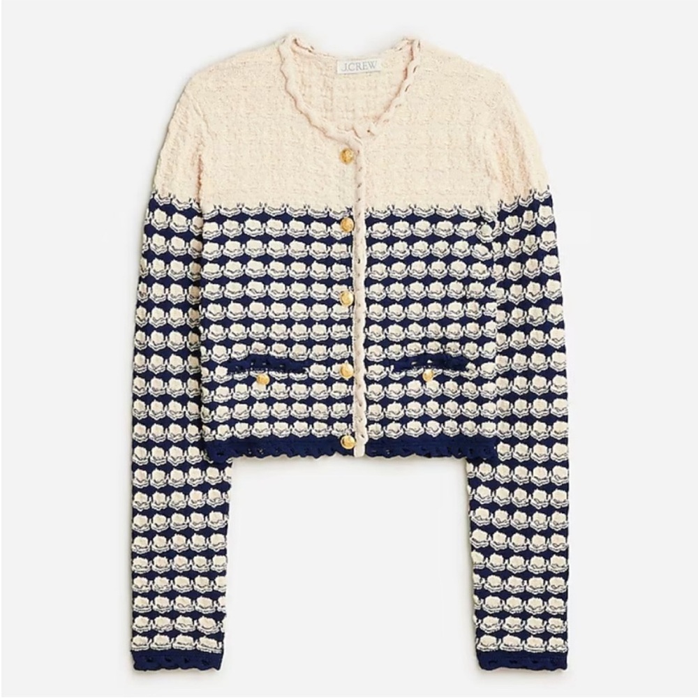 J.Crew Textured crochet lady jacket in Moroccan Sand Dark Even Size Medium